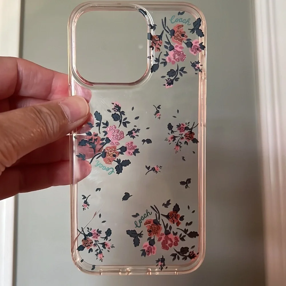 Coach Cell Phone Hardshell Case in Rose Bouquet / Clear, for iPhone 13 Pro